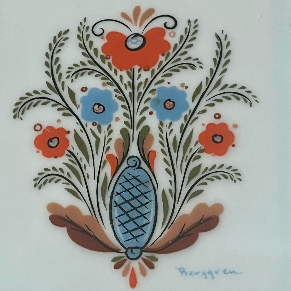 Vintage Berggren Swedish ashtray/trinket dish, colorful & near perfect cond